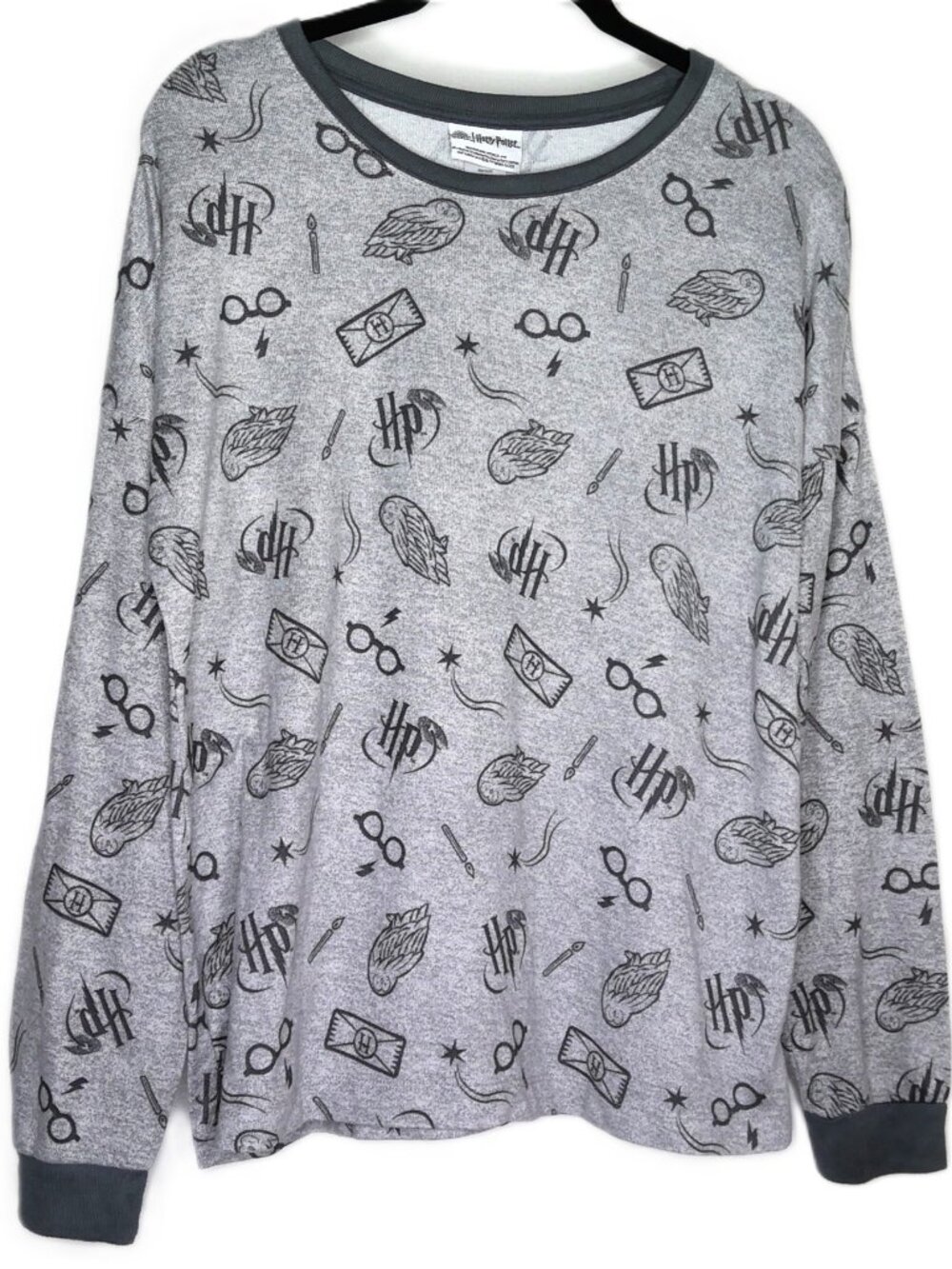 Harry Potter Wizarding World Pajama Top Sleep Shirt Gray & Black Soft & Comfy M